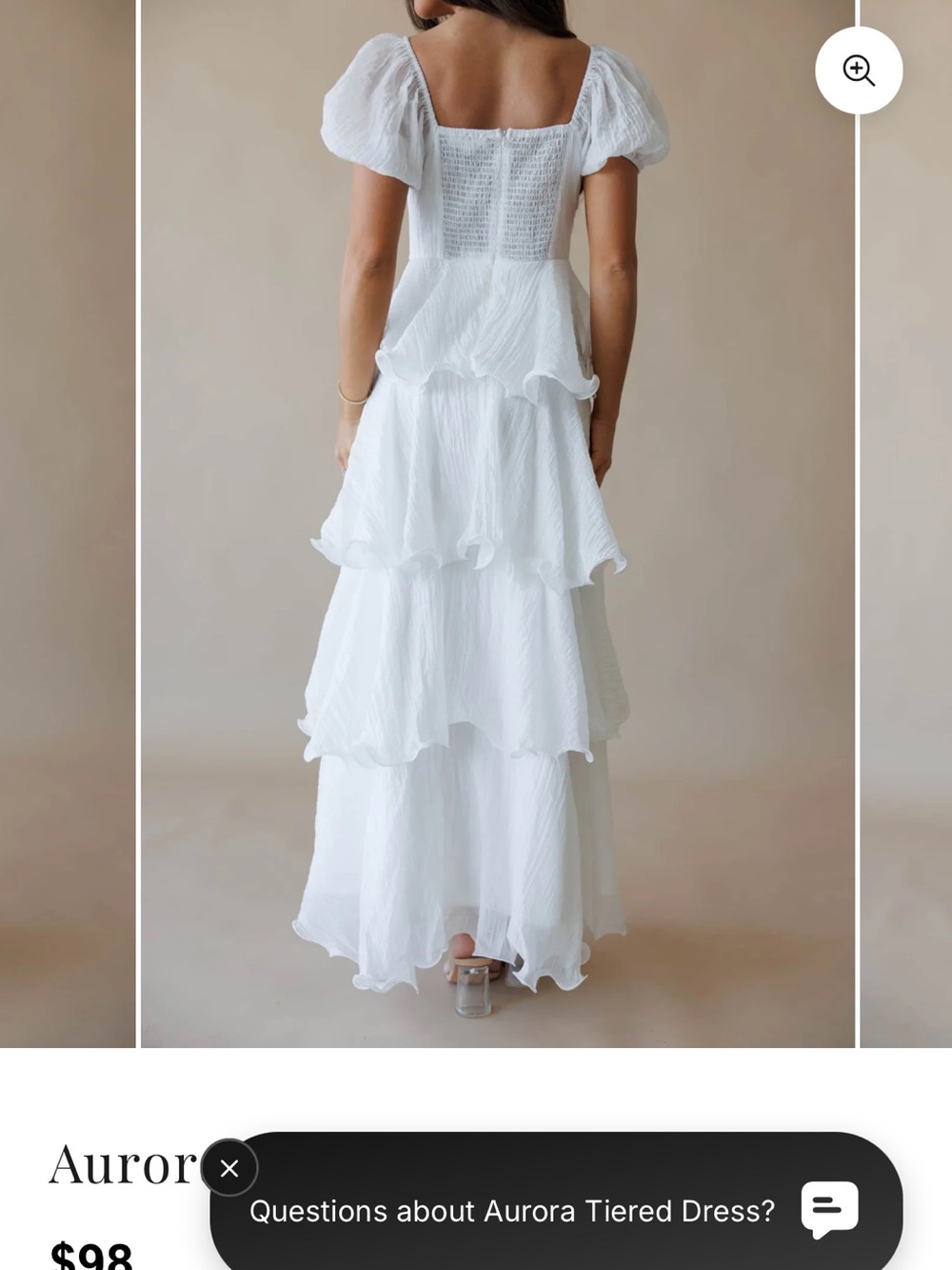 Aurora Tiered Maxi Dress in White - Romantic Square Neck - Picture 2 of 3